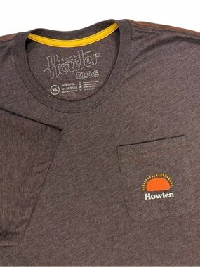 Howler Brothers Shirt Mens XL Brown Abstract Savannah Pocket Tee Graphic Bros